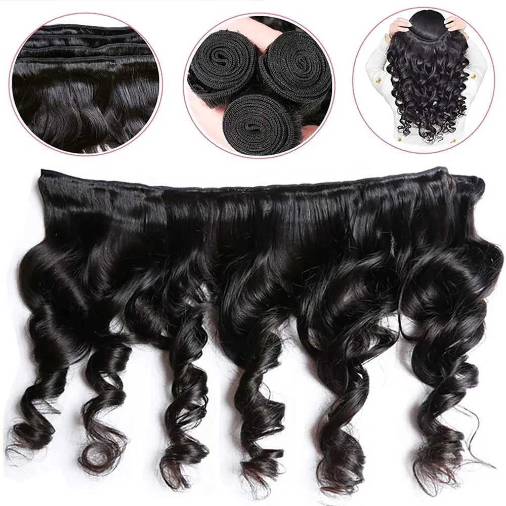 Loose Wave Human Hair Bundles With Clo Hair Weave 3/4 Bundles With HD Lace Frontal Brazilian Remy Human Hair ExtensionsXJ250120