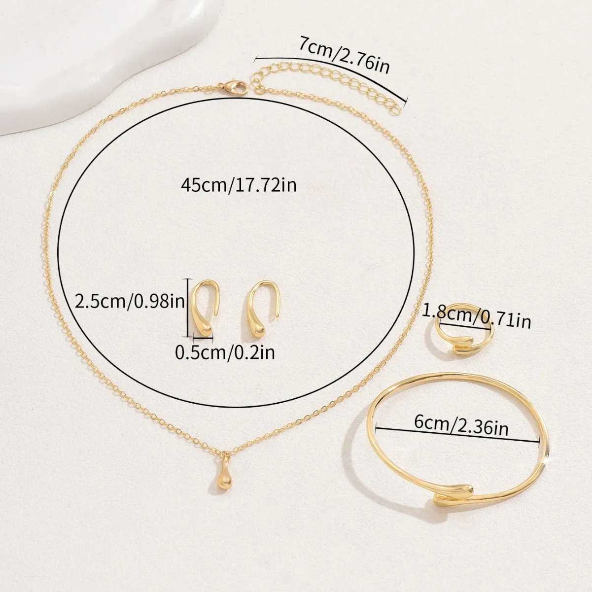 4Pcs 925 Sterling Silver Water Drop Earring Ring Bracelet Set for Wen Luxury Teardrop Drop Earrings Jewelry Set Fashion Gift X250129