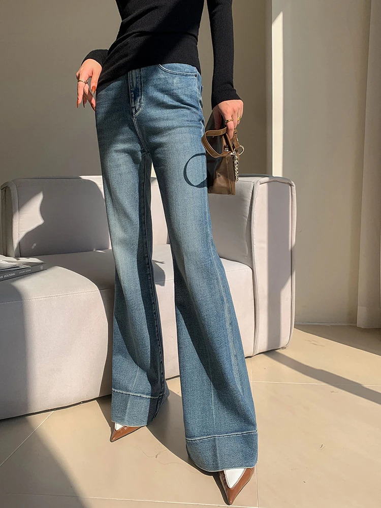 REDDACHiC Tall Girl Casual Flare Jeans Plain Whiskers Bootcut Pants High Waist Long Trousers Work Office Korean Women Clothes 250115