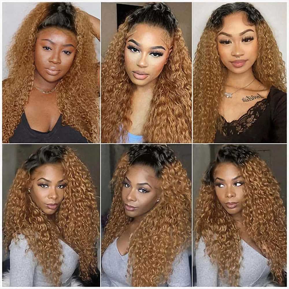 Water Wave Bundles With Clo Honey Blonde Human Hair Bundles With Clo Brazilian 1B/27 Curly Bundles With CloXJ250120