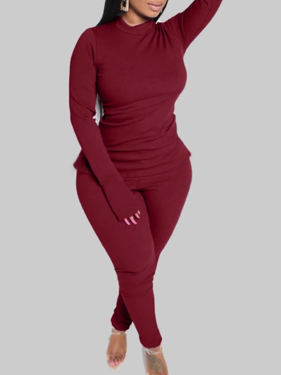 LW Plus Size womens clothing tracksuit sets long sleeve Turtleneck Slit Skinny Pants Set Spring casual Two pieces for women 250122