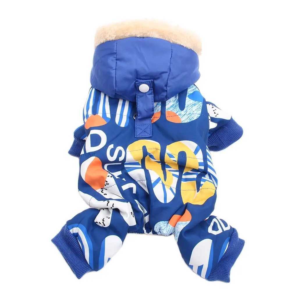 Dog Cat Warm Jumpsuit Hoodie Letters Print with Leash Ring Pet Puppy Coat Jacket Outfit for Dogs Cats Small MediumXJ250121