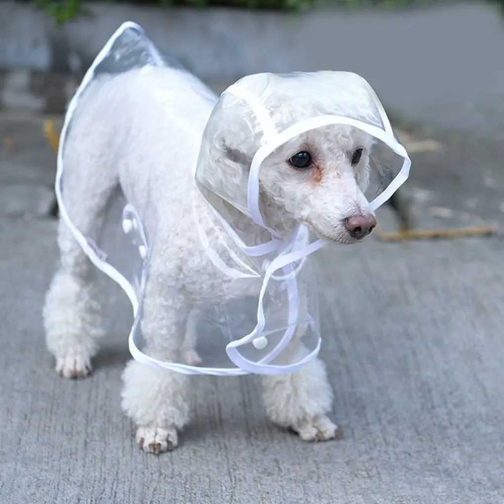 Pet Dog Puppy Transparent Rainwear Raincoat Pet Hooded Waterproof Jacket Clothes Soft PVC Raincoat Suitable For Small DogsXJ250121