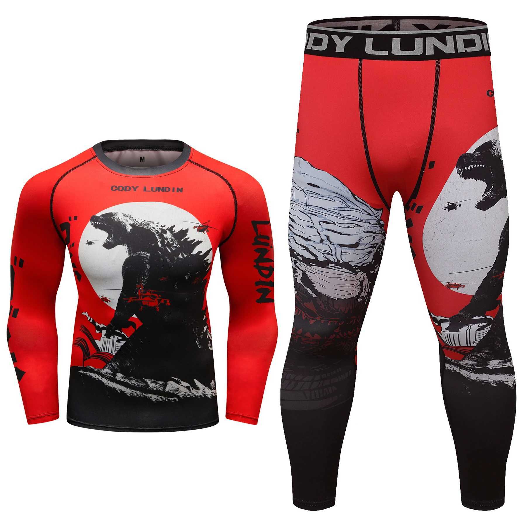 Cody Lundin Mens Red Gym Fitness Sports Suit Jiu jitsu Bjj Rashguard Sublimation Boxing No Gi Training Sets Fighting Wear X250129