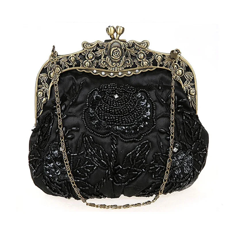 retro beaded night bag embroidered bag diamond sequin clutch handbag bridal bag 250120