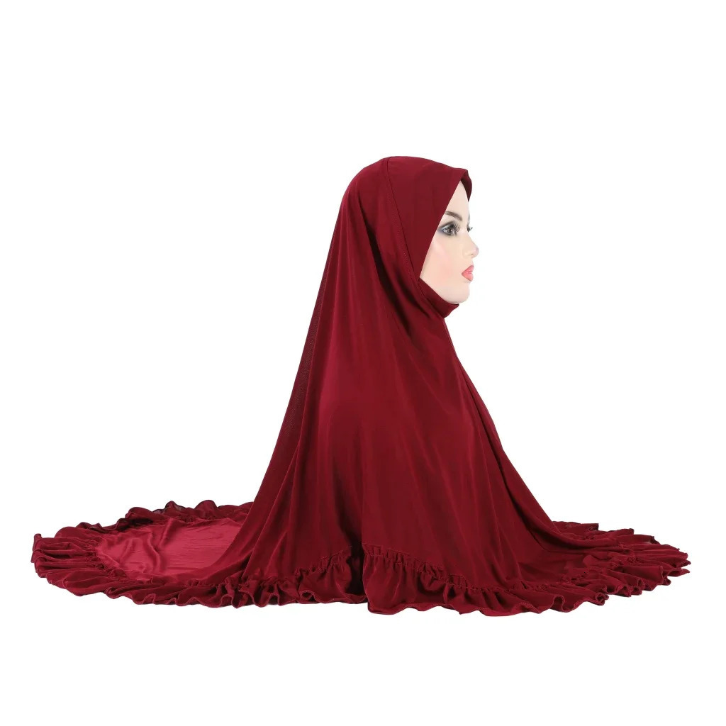Arab Women Hijab Muslim Turban Islamic Khimar Fashion Ruffled Wear Directly Instant Hijab Solid Elastic Long Shawls 250121