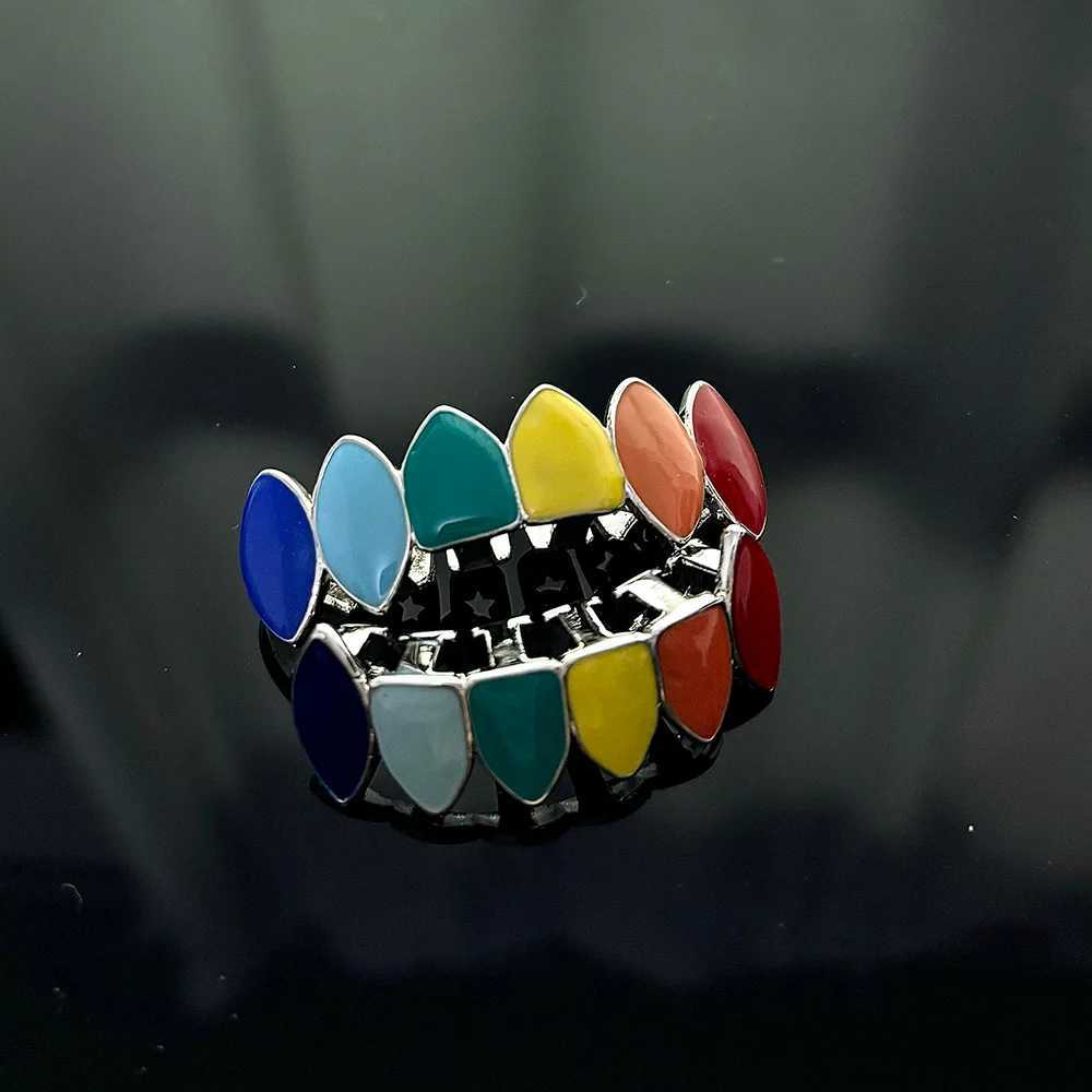 RACHELZ Hip Hop 6/6 Rainbow Color Teeth Grillz Braces Exaggerate Glossy Tooth Caps For Women Men Jewelry Party GiftXJ250114
