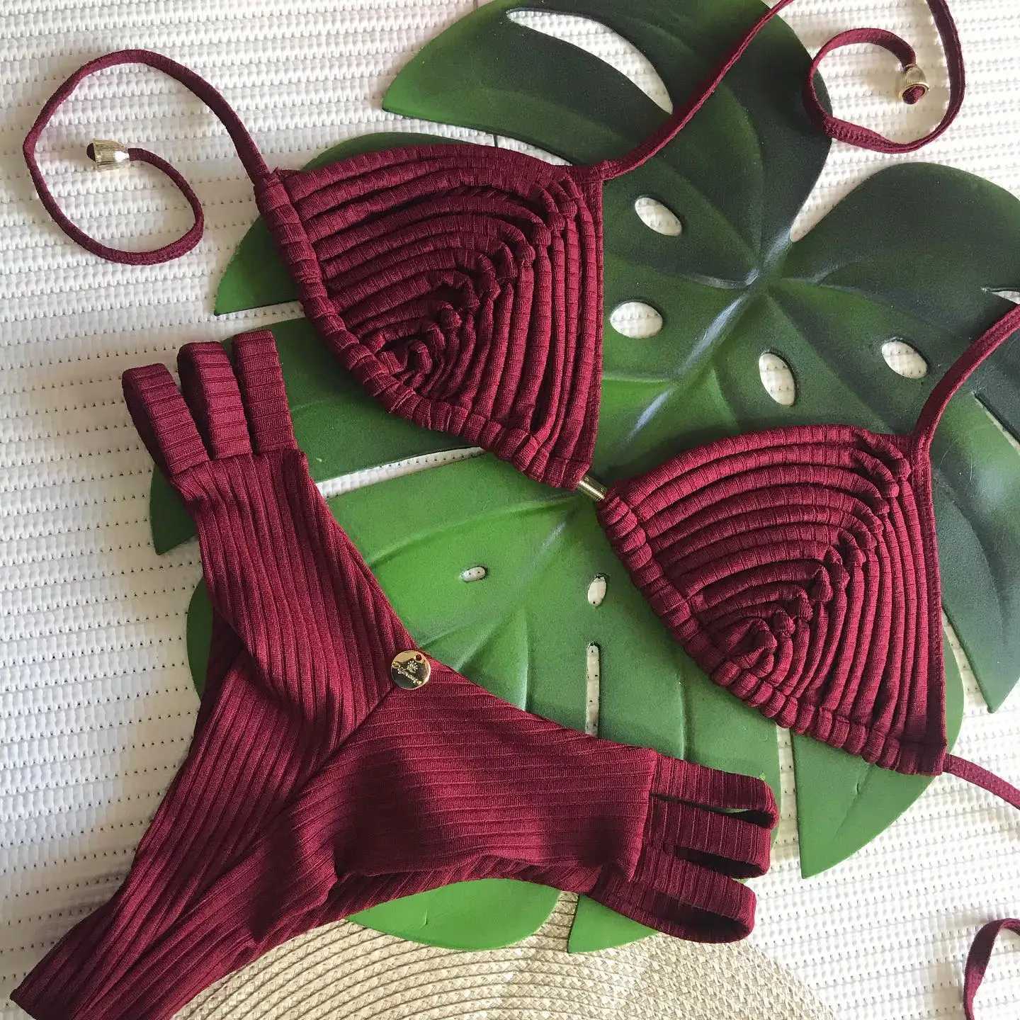 2024 New Bandage Stripes Brazilian Bikini Swimwear Womens Swimsuit Two Piece Set Fe Sexy Lace up jer Beachwear SummerXJ250120