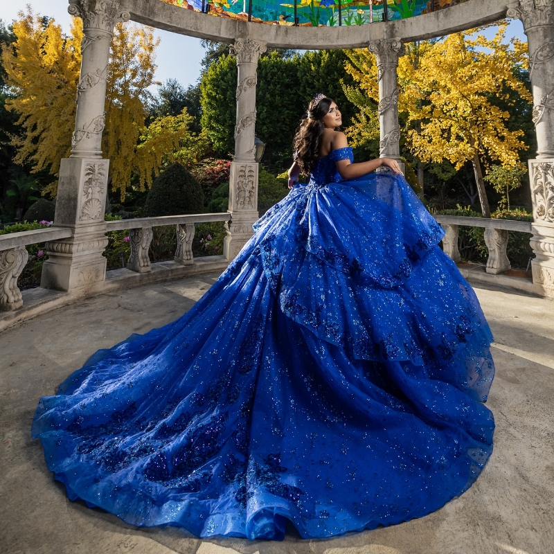 Royal Blue Quinceanera Dresses Ball Gown Off Shoulder Appliques Lace Beads Tull Corset Birthday Party Sweet 16 Dress Vestidos 15 De Anos