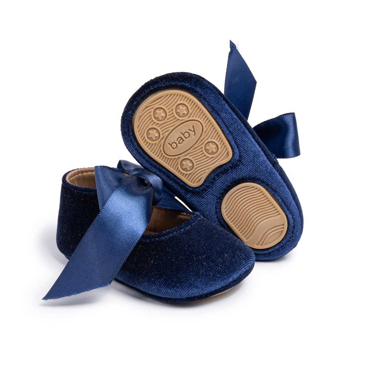 Baby Girl Shoes Bowknot Flats Wedding Princess Dress Shoes Ballet Slippers Non-slip Rubber Sole Toddler First Walking Crib Shoes X250129