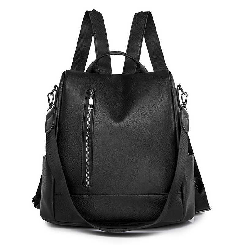 Womens New PU Lightweight Large Capacity Anti theft Leisure Backpack Travel Outdoor Womens Bag
