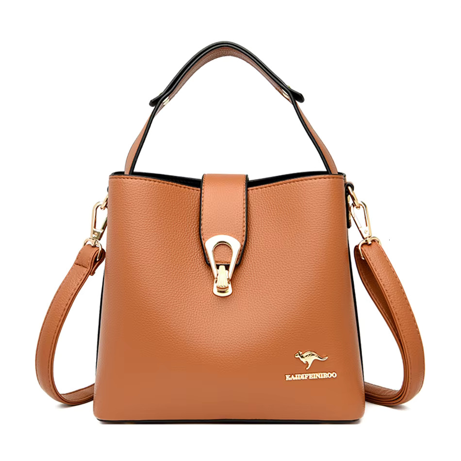 3 Layers Quality Soft Leather Handbag For Women High Capacity Designer Ladies Shoulder Messenger Bags Sac 2025