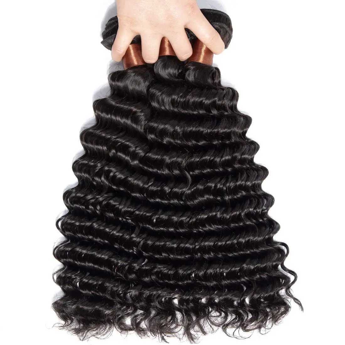 Deep Wave Bundles with Clo 4x4 Lace Clo Brazilian Remy Wet and Wavy Bundles With Clo Natural Color for Black WomenXJ250120