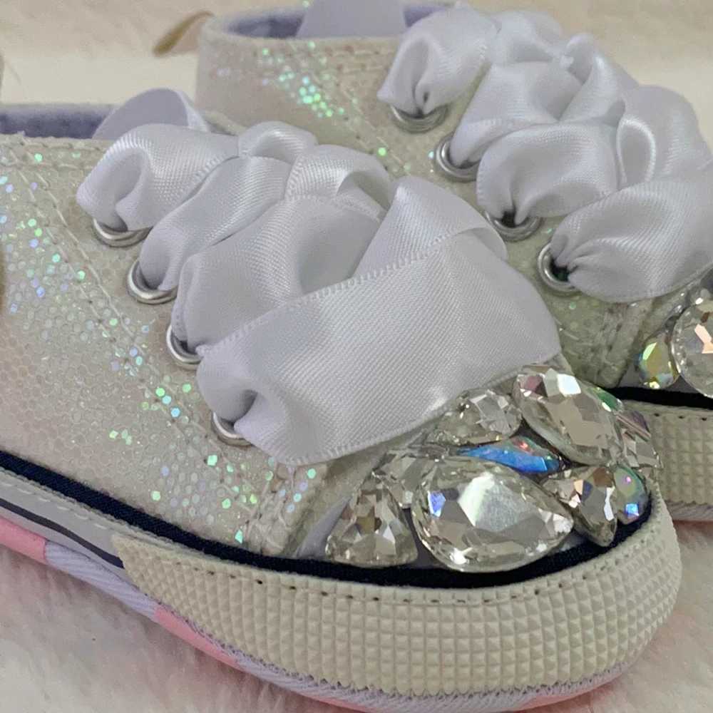 Nursery Canvas Sneakers Newborn Baby Boy Rhinestone Espadrilles Personalized Name Date Infant Toddler Crib Shoes X250129