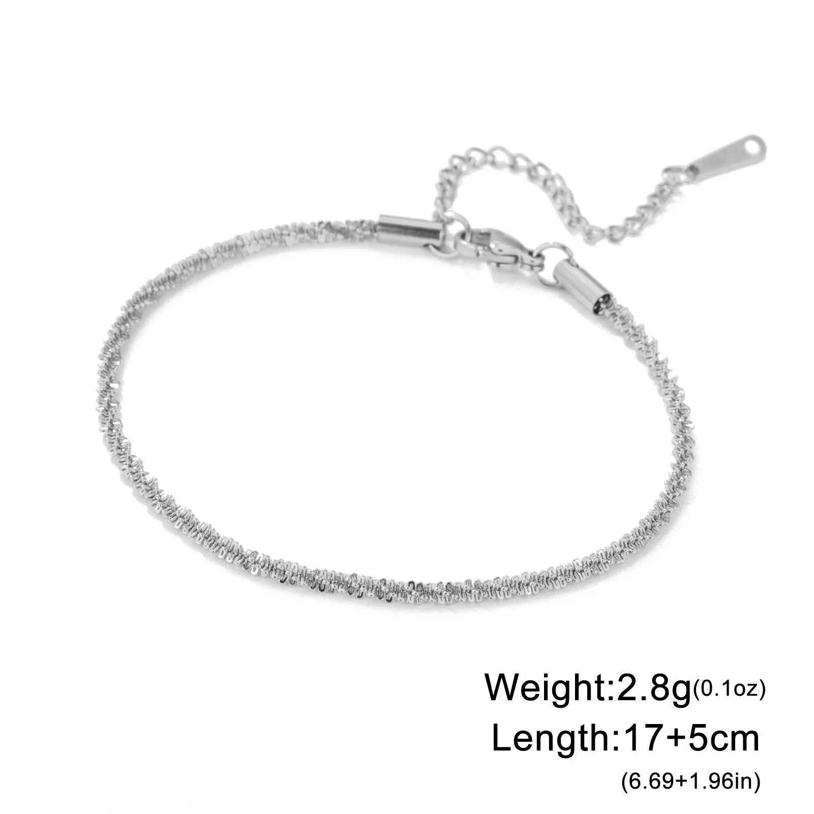 HIPEE Fashion Shiny Basic Chain Bracelet for Wen Girls Stainless Steel Link Chain Adjustable Bracelets Sparkling Twists Bangle X250129