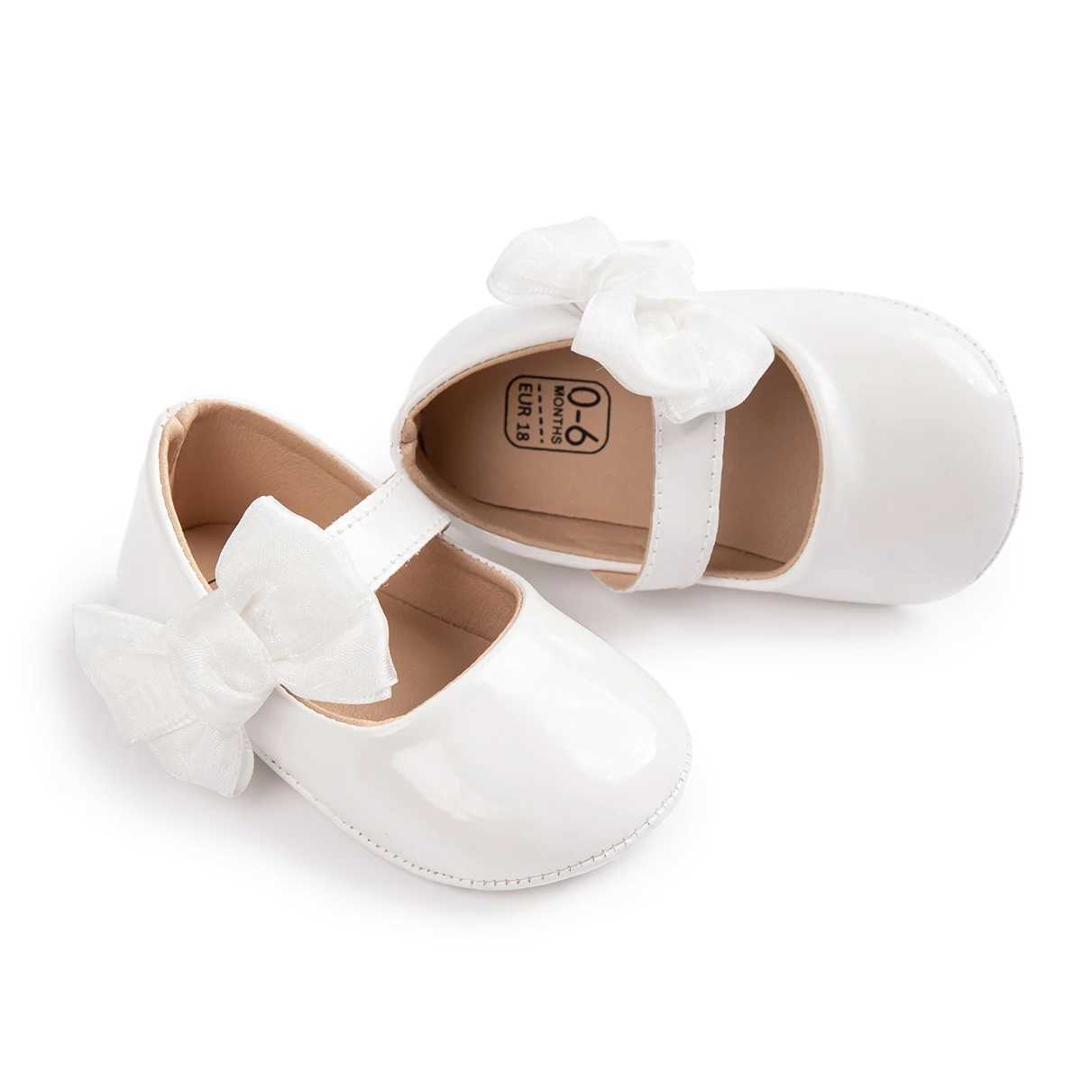 Meckior Baby Girls Shoes PU Leather Bowknot Flat Non Slip Rubber Sole Toddler First Walkers Princess Wedding Dress Girl Shoes X250129