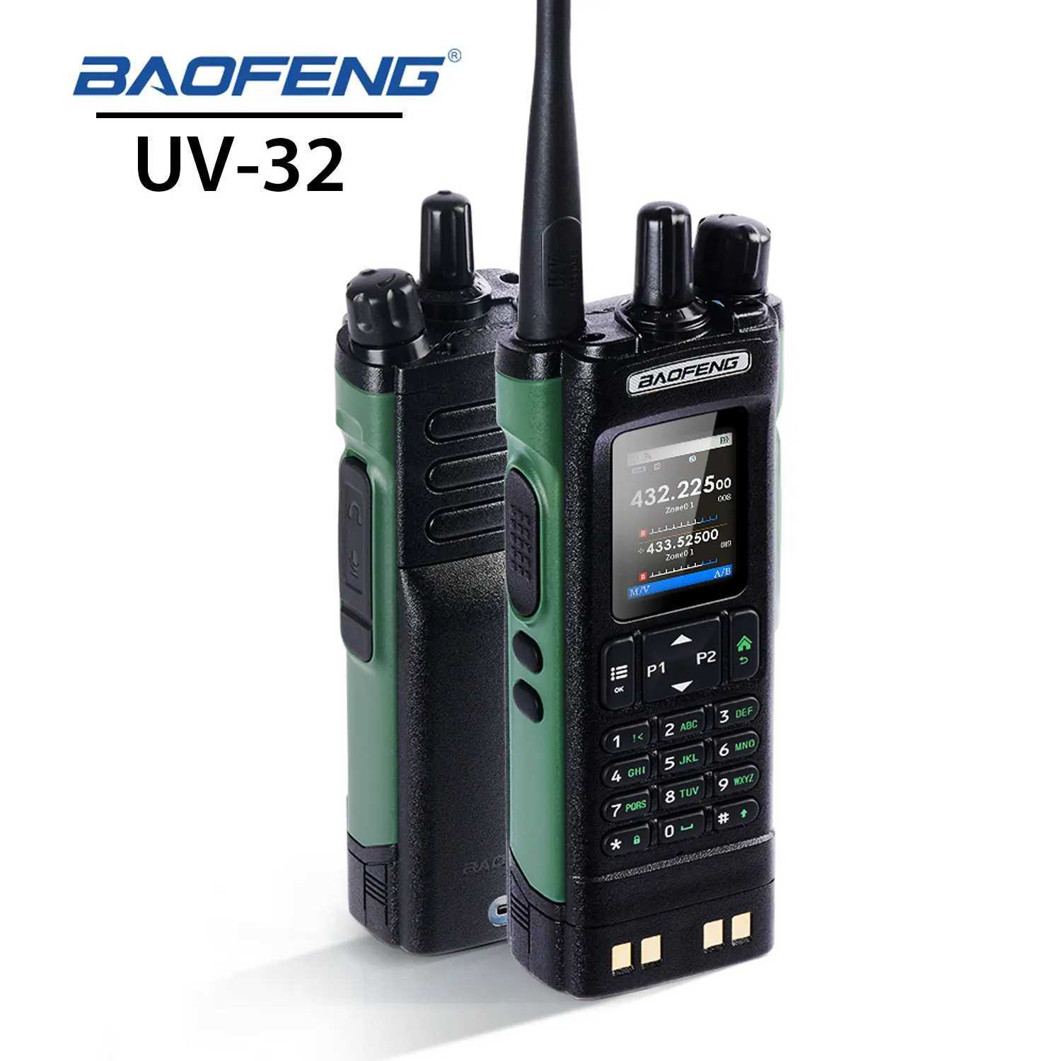 Baofeng UV-32 Multi-band 10W GPS wireless connections App Program FM Air Band Walkie Talkie 2.0 HD Display 2200mAh USB-C Charging Battery X250129