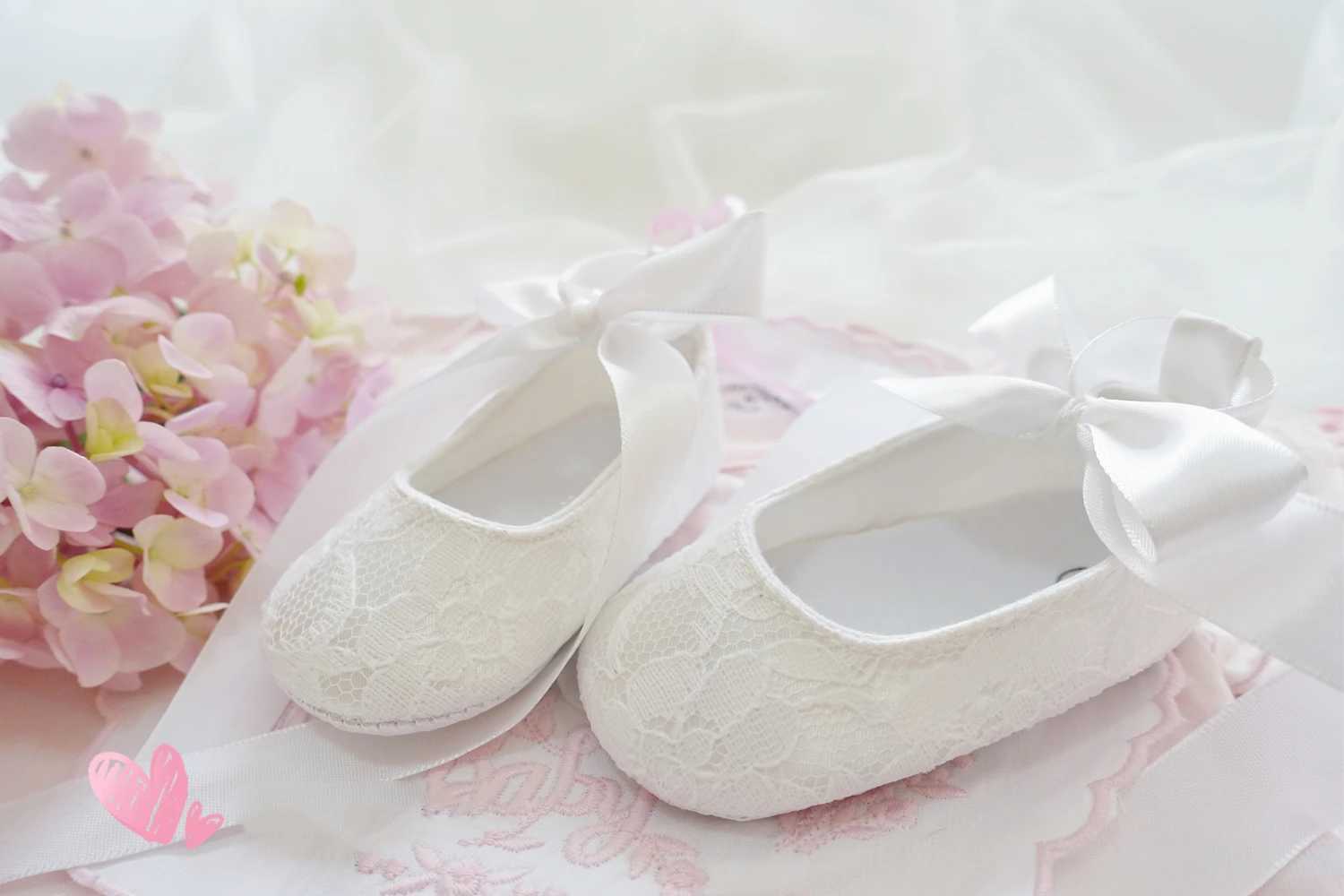 Dollbling White Lace Christening Baby Shoes Perfect Baptism Back Strap Long Tail Ribbon Shoes Ballet Little Girls First Walkers X250129
