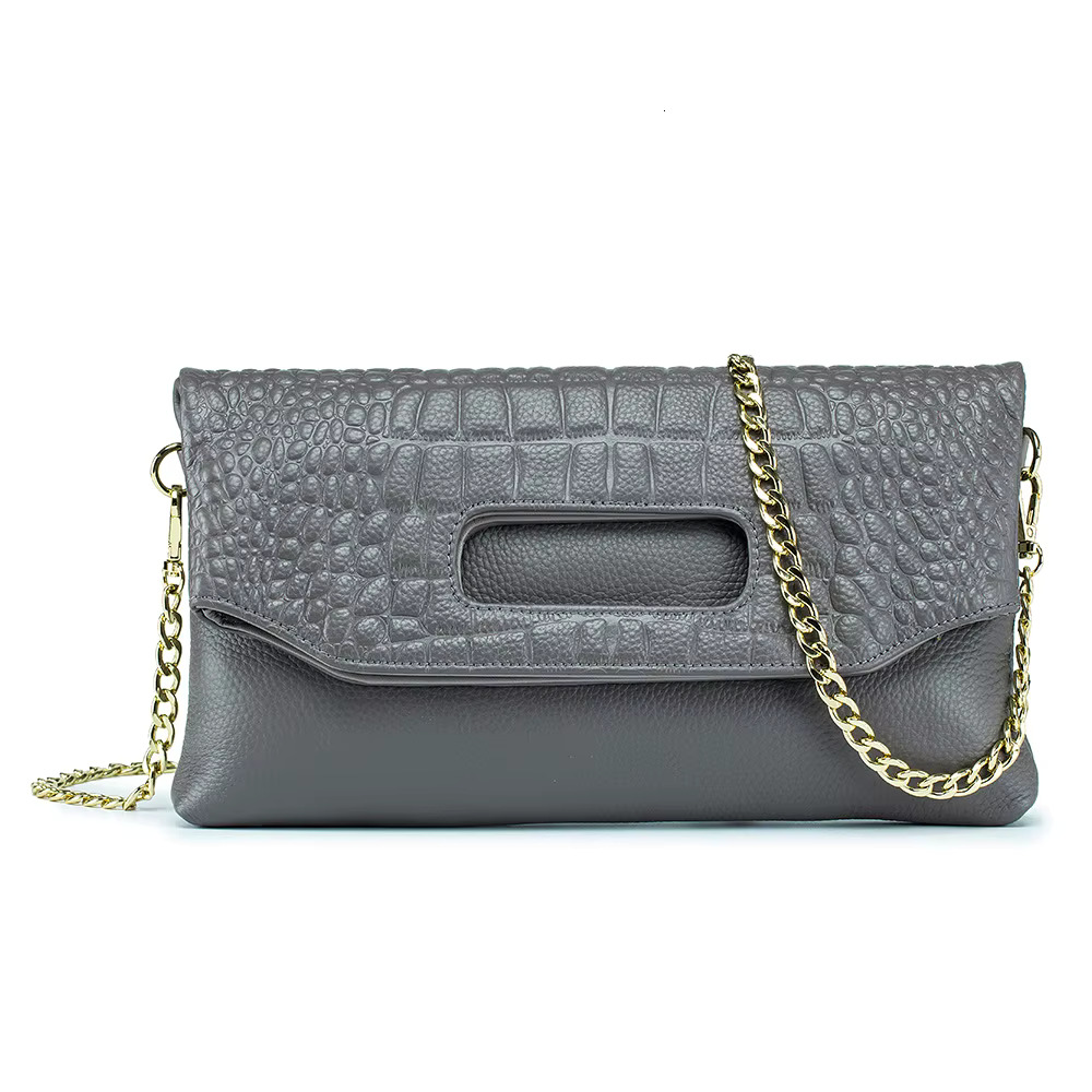 Alligator Pattern Ladies Genuine Leather Clutch Bag Crocodile Cowhide Handbag Women Chain Shoulder Or Crossbody Bags