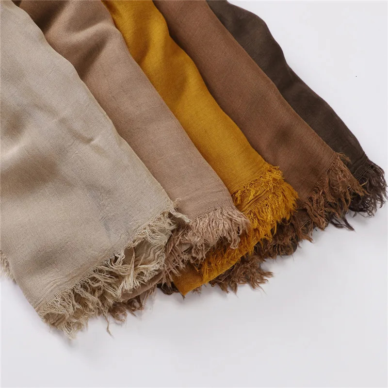 Big Size Plain Fringe 100% Cotton Viscose Hijab Scarf High Quality Wraps and Shawls Pashmina Musulman Headband Islamic Turban 250121