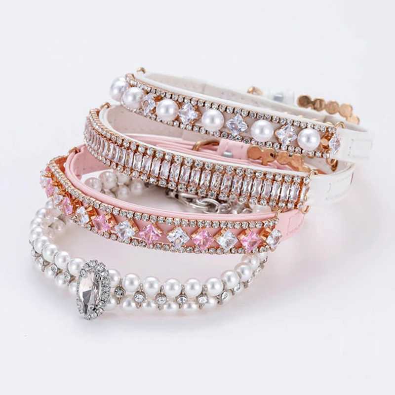 Luxury Rhinestone Puppy Collar for Small Dogs Cat Necklace Bling Crystal Jewelry Pet Accessory Princess Diamond Wedding Collar X250129