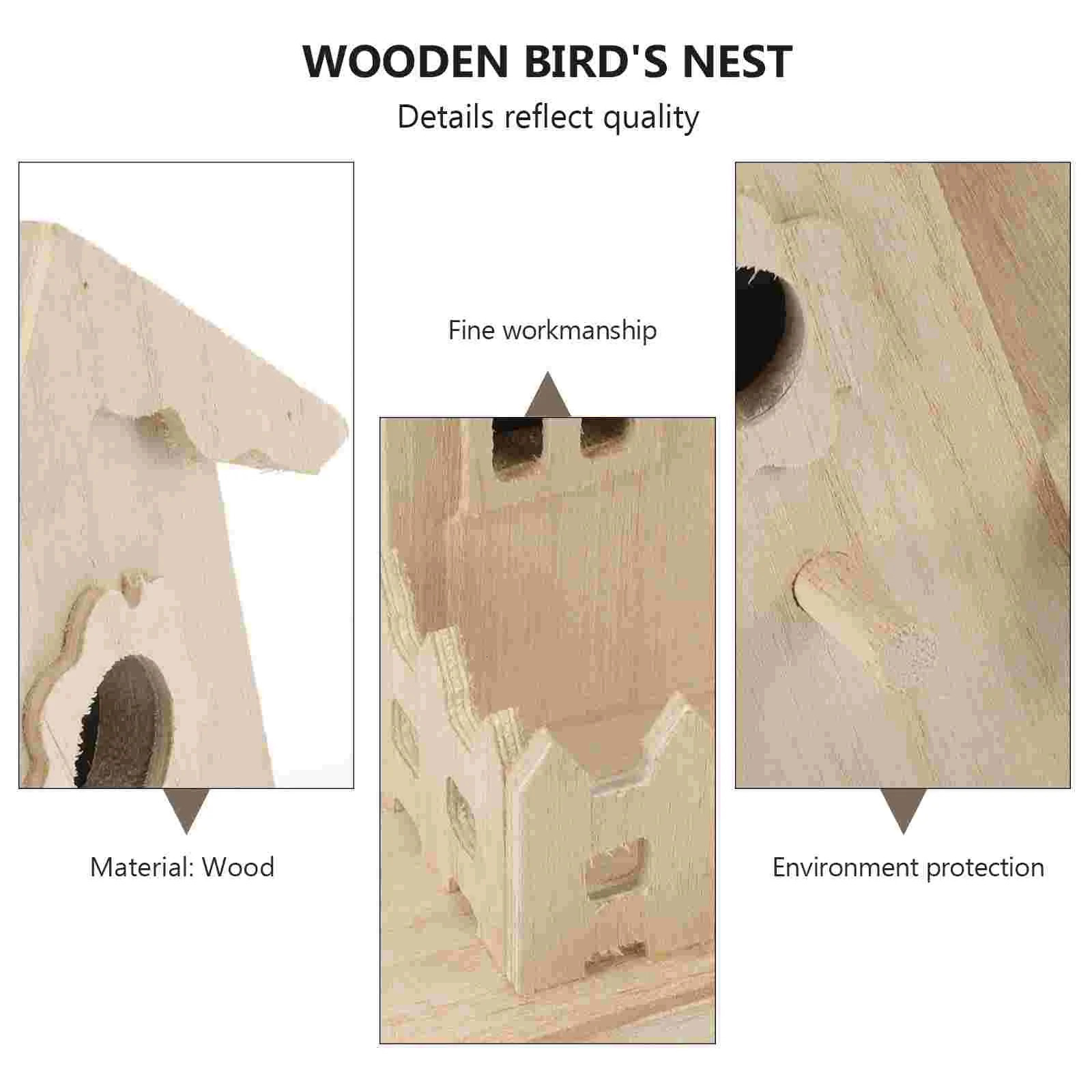 Wooden Bird House Pet Bird Nest Hanging Sleeping Nest Bird Nest Box Garden Decor Wooden Bird Nest Decoration 250121