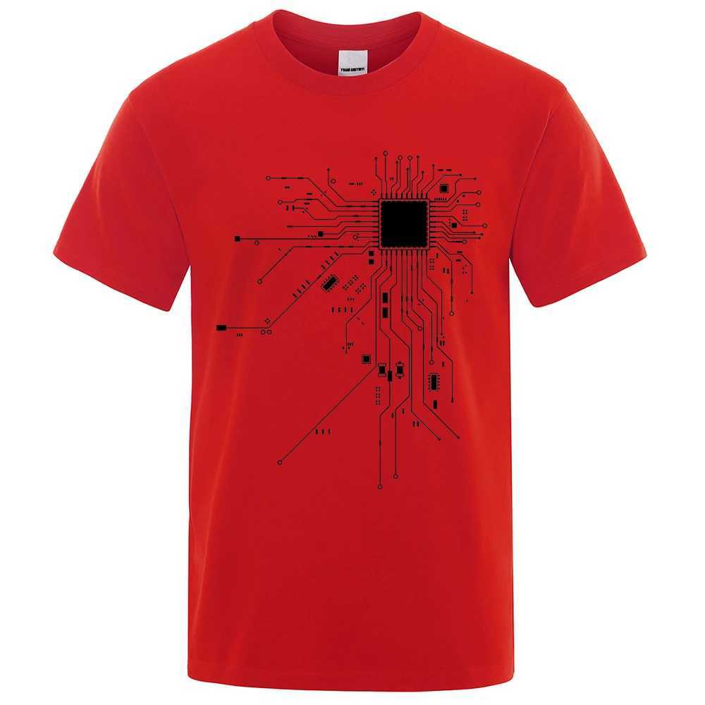 CPU Processor Circuit Diagram T Shirt Men Summer Cotton T-shirt Mens Funny Tops Fashion Tees Homme Brand Unisex Clothes C99XJ250117