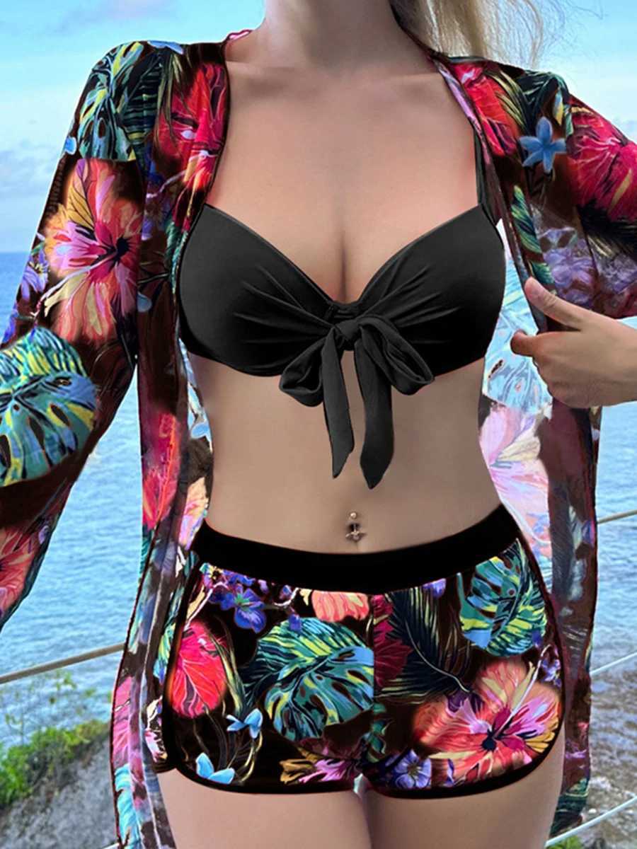 2024 String Three Piece High Waist Bikini Women Push Up Swimwear Fe Swimsuit Bathers Bathing Swimming Suit Beachwear SummerXJ250120