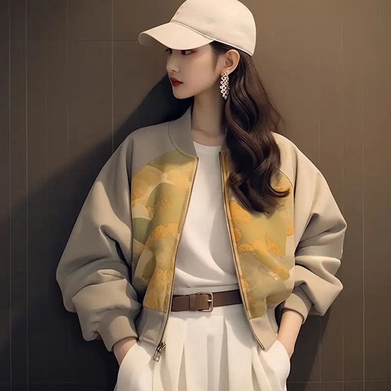 Printed Baseball Uniform Short Jacket for Little People Early Autumn Women Cold Style Unique and Chic Top 250122