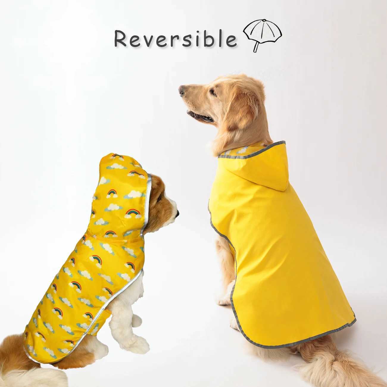 Keep Your Pup Dry Stylish Double-Layer Yellow Raincoat With Two-Way Wear!XJ250121