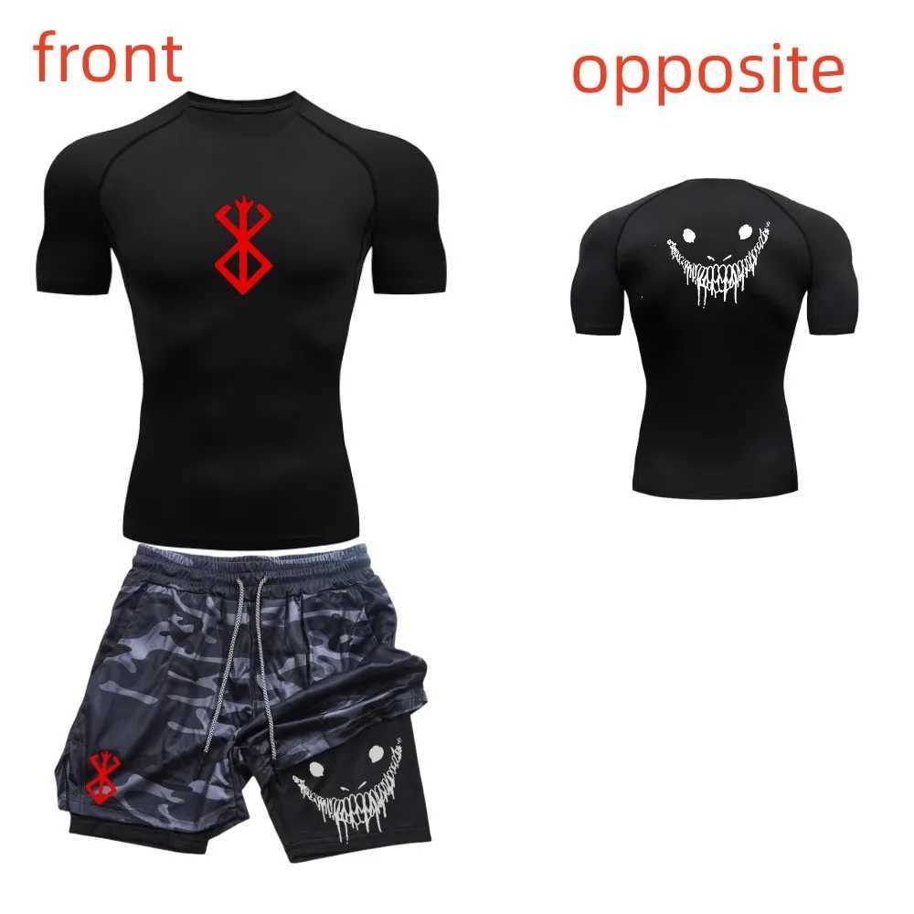Mens fashionable casual fitness set gym quick drying sportswear shorts+shirt 2-piece set running training summer X250129