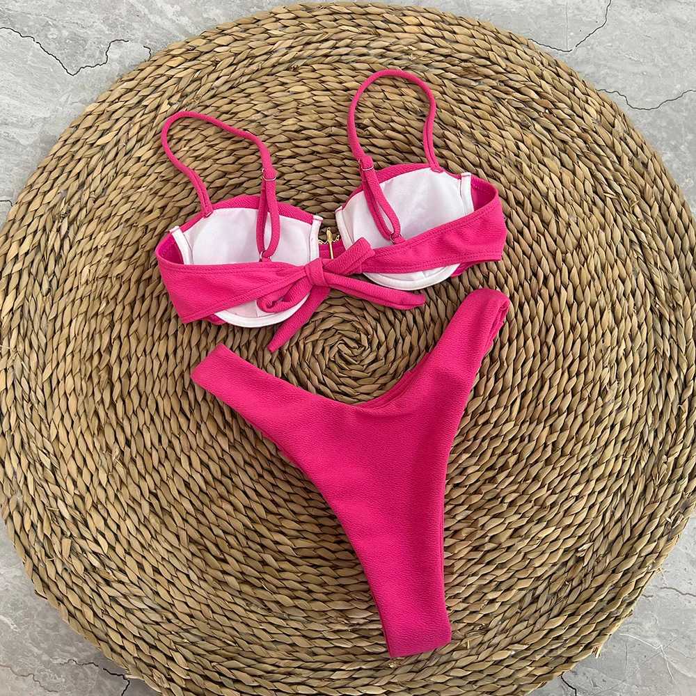 Push Up Bikinis 2025 Sexy Women Swimsuit Swimwear Fe White Thong Bikini Set Biquini Bathing Suit Swimming Suits BeachwearXJ250120