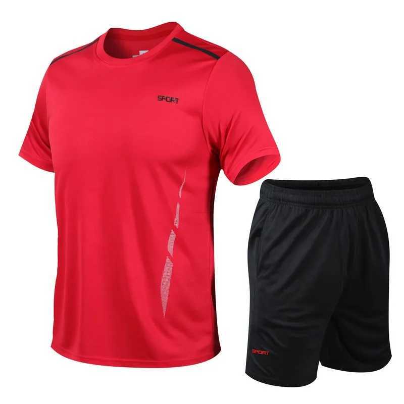 CHRLCK Mens Quick Drying Running Sets Breathable Hiking Fishing T-Shirt Short Soft Elasticity Gym Fitness Suits Outdoor Sports X250129