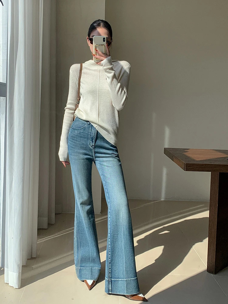 REDDACHiC Tall Girl Casual Flare Jeans Plain Whiskers Bootcut Pants High Waist Long Trousers Work Office Korean Women Clothes 250115