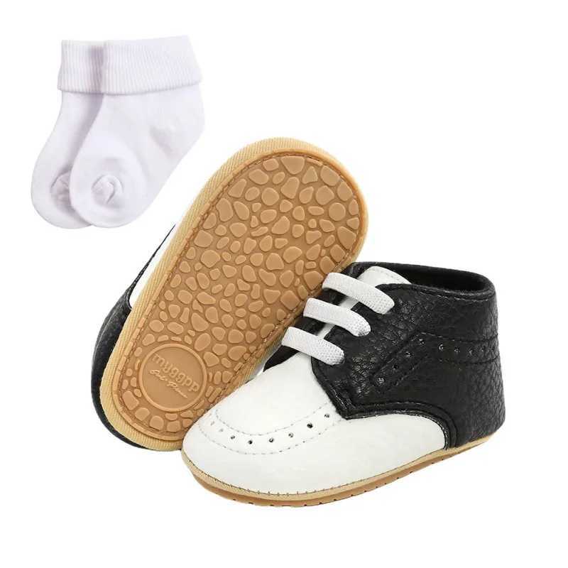 2 pieces of children newborns babies boys and girls coated shoes shoelaces soft shoe soles anti slip first step walker+0-18M socks X250129
