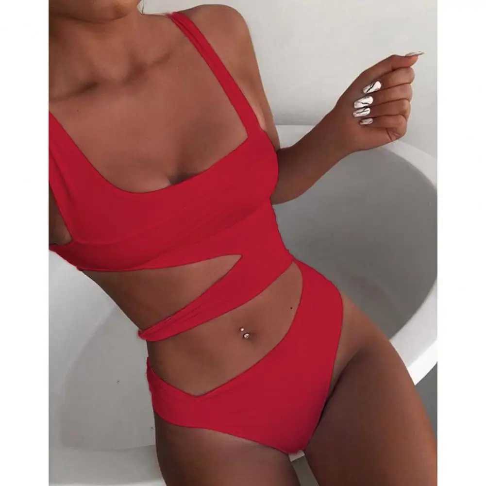 Summer Women Bikini Set Stain Resistant Slim Fit Sveless Push Up Lady Beachwear Shoulder Strap One Piece Bathing SuitsXJ250120