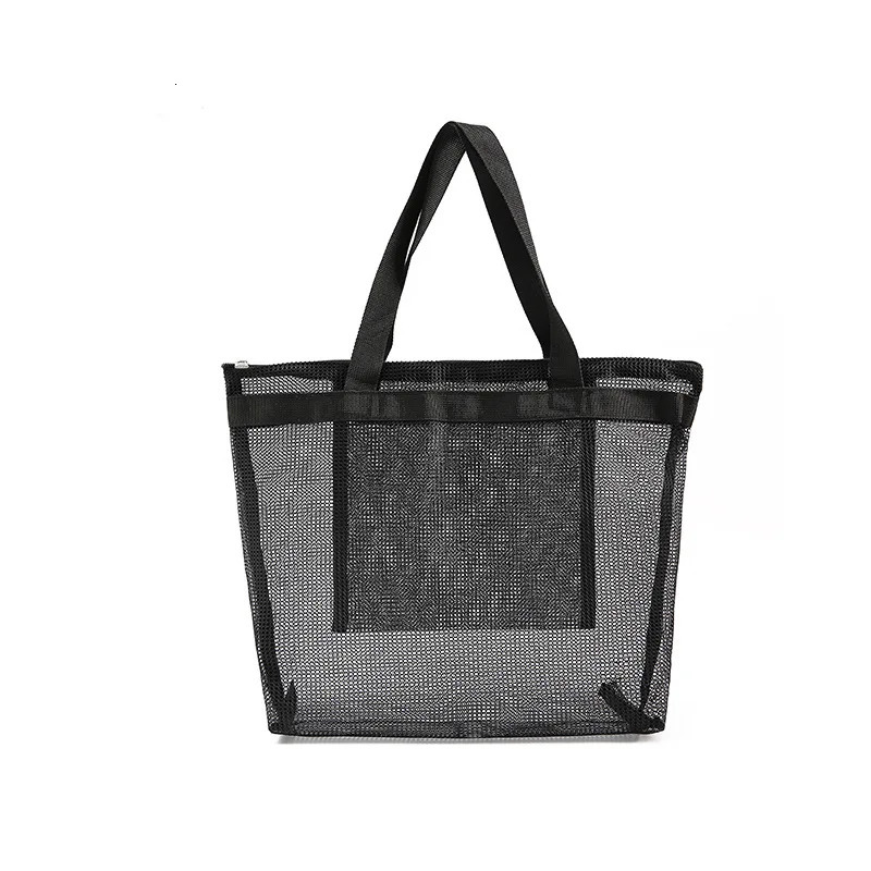 Women Clear Mesh Transparent Bag Large Capacity Travel Summer Beach Shoulder Bags Female Casual Solid Color Holiday Tote Bags 250121