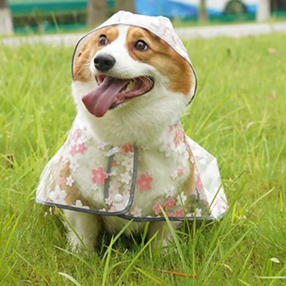 Dog Raincoat Innovative Meticulous Workmanship Pet Raincoat Clear Floral Print Dog Rain Jacket for PuppiesXJ250121