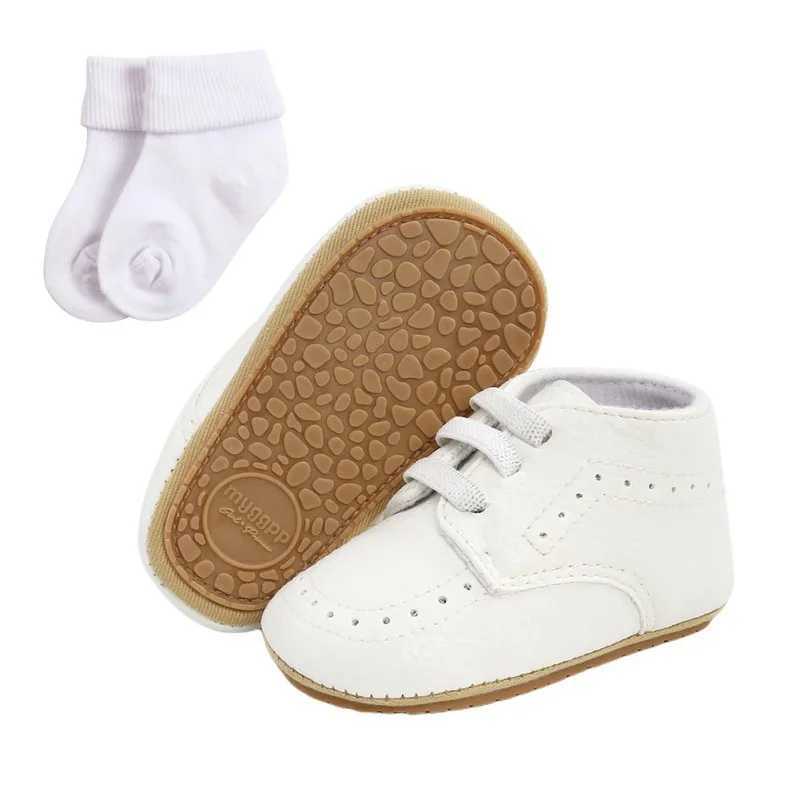 Newborn Infant Toddler Baby PU Lace-up shoes Soft Bottom Anti-slip First Walkers Prewalker baby boy girl shoes with socks 0-18M X250129