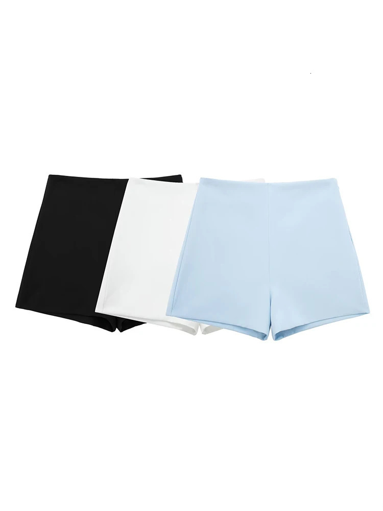 UETEEY High Waist Fashion Solid Side Zipper Shorts for Women Streetwear Casual Blue Short Summer Pattern Shorts 250118