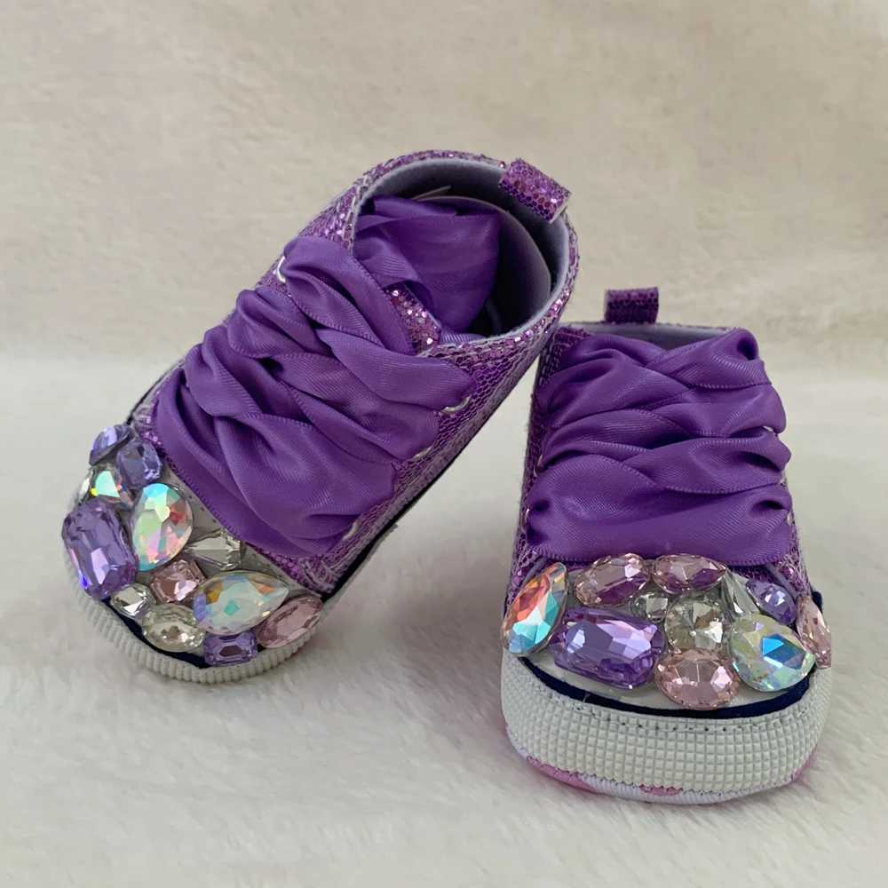 Nursery Canvas Sneakers Newborn Baby Boy Rhinestone Espadrilles Personalized Name Date Infant Toddler Crib Shoes X250129