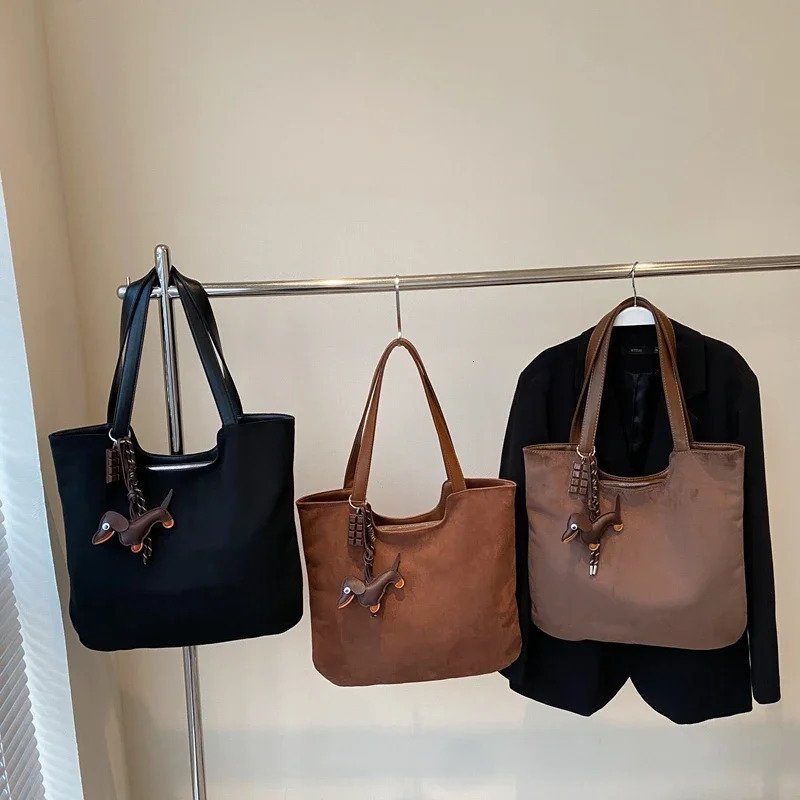 Suede Zipper Product Womens Shoulder Bag Solid Color Fashion Tote Bag Large Capacity Soft Versatile Trendy Handbag 250122
