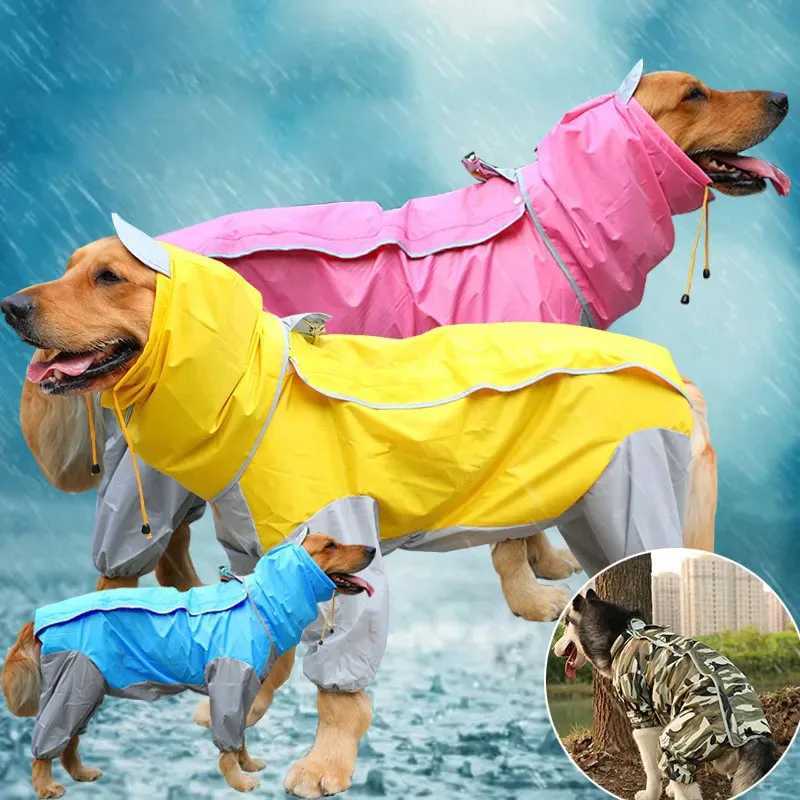 Large Dog Raincoat Reflective Waterproof Dog Clothes Outdoor Rain Coat Jacket Camo Big Dog Rain Raincape Pet PonchoXJ250121