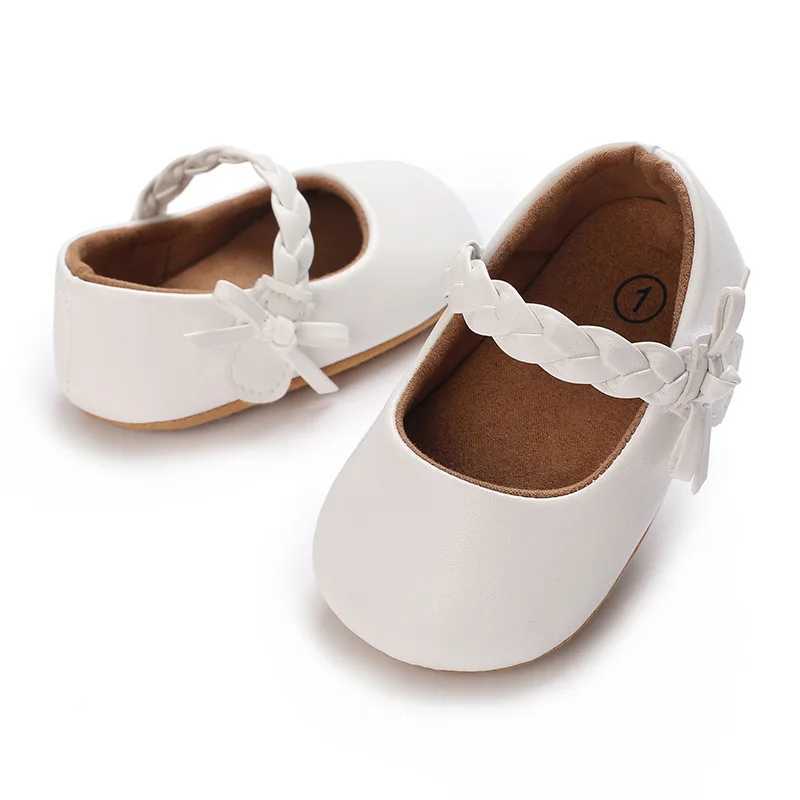 2024 Cute Baby Shoes Simple Bow Princess Shoes Baby Non slip Flat Bottom Baby Shoes Fashion Soft Bottom Pu Leather Baby Shoes X250129