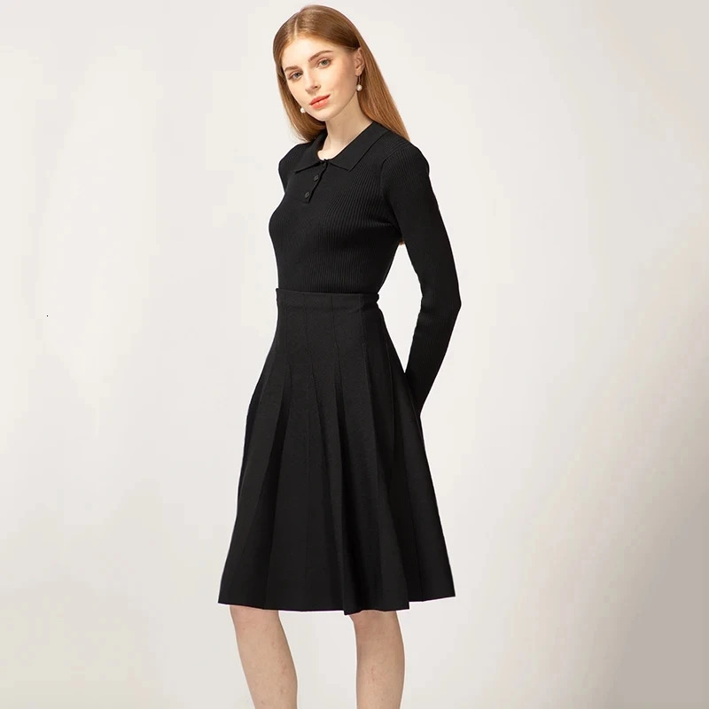 Elegant Woman Clothing Skirts Loose Knitting Skirt Women Autumn Knitted Female Black Knit Clothes Outfits Spring 250121