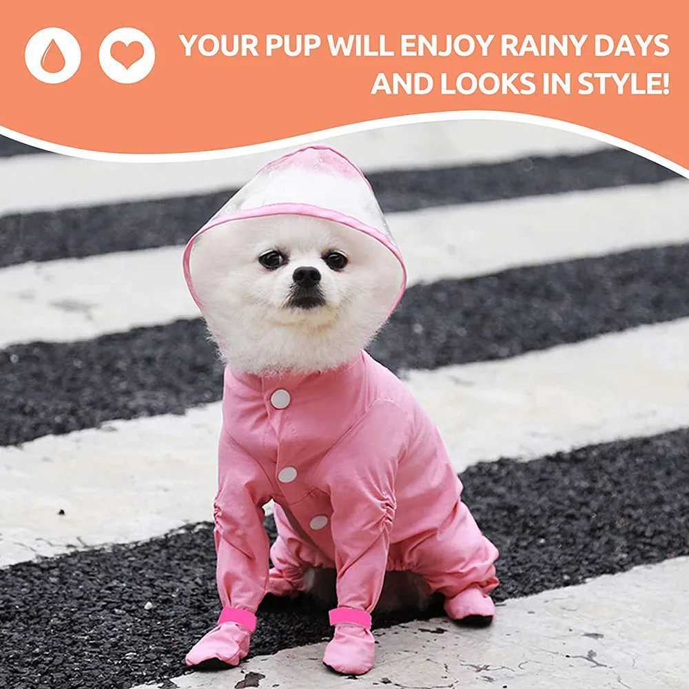 Dog Raincoat with Hood Full Body Dog Raincoat with Attached Rain Boots for Small Dogs Pet Rain Slicker Poncho Puppy Rain JacketXJ250121