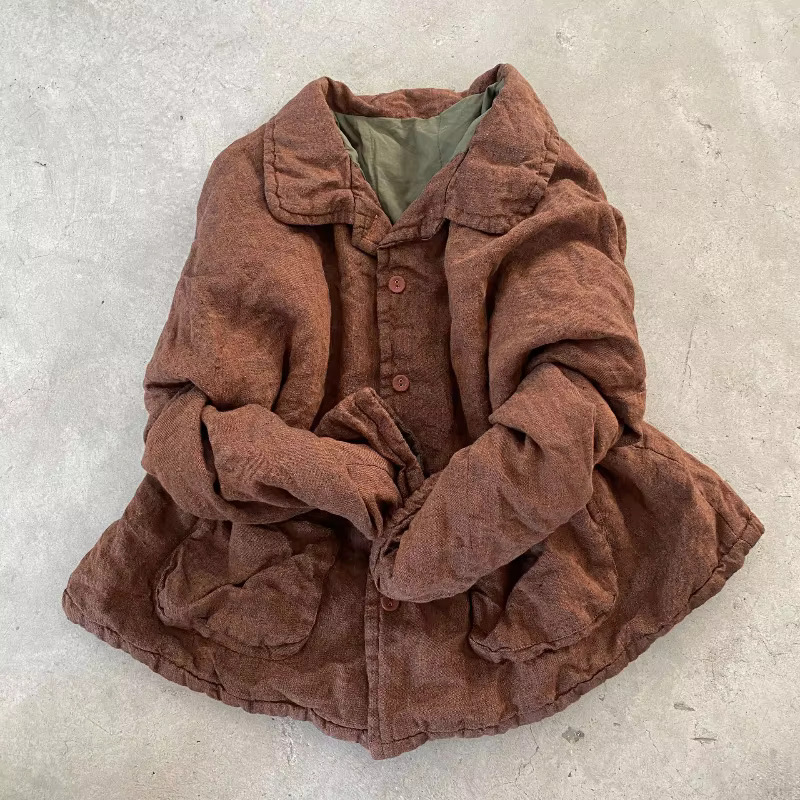 Women's Autumn Winter 2024 New Korean Vintage Style Loose Fit Women Blazer Cardigan Jacket Cotton En Warm Clothing