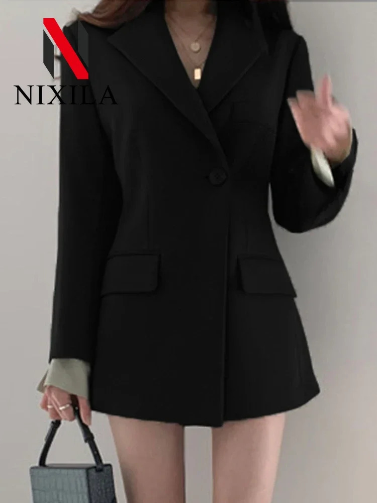 Autumn Winter Womens Blazers Slim Fit Fashion Suit Long Sleeve Jackets Casual Coats for Office Lady Tops Women Clothing 250120