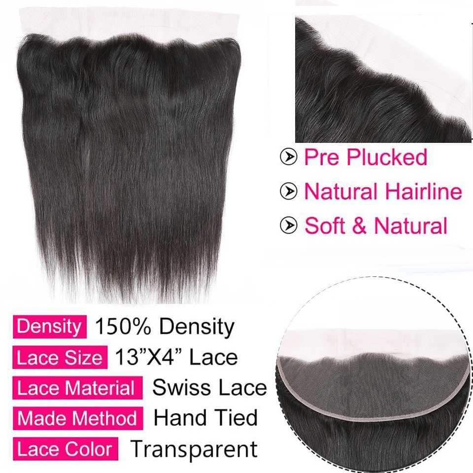 YYong Brazilian Straight Hair 4 Bundles With Frontal Remy Human Hair 13x4 Ear to Ear Lace Frontal Clo With BundlesXJ250120