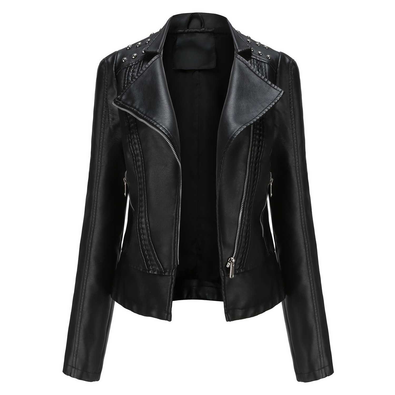 New European Spring Autumn Womens Leather Jacket Womens Slim Small Coat Womens Motorcycle Clothes Womens Leather Womens Jacket 241209